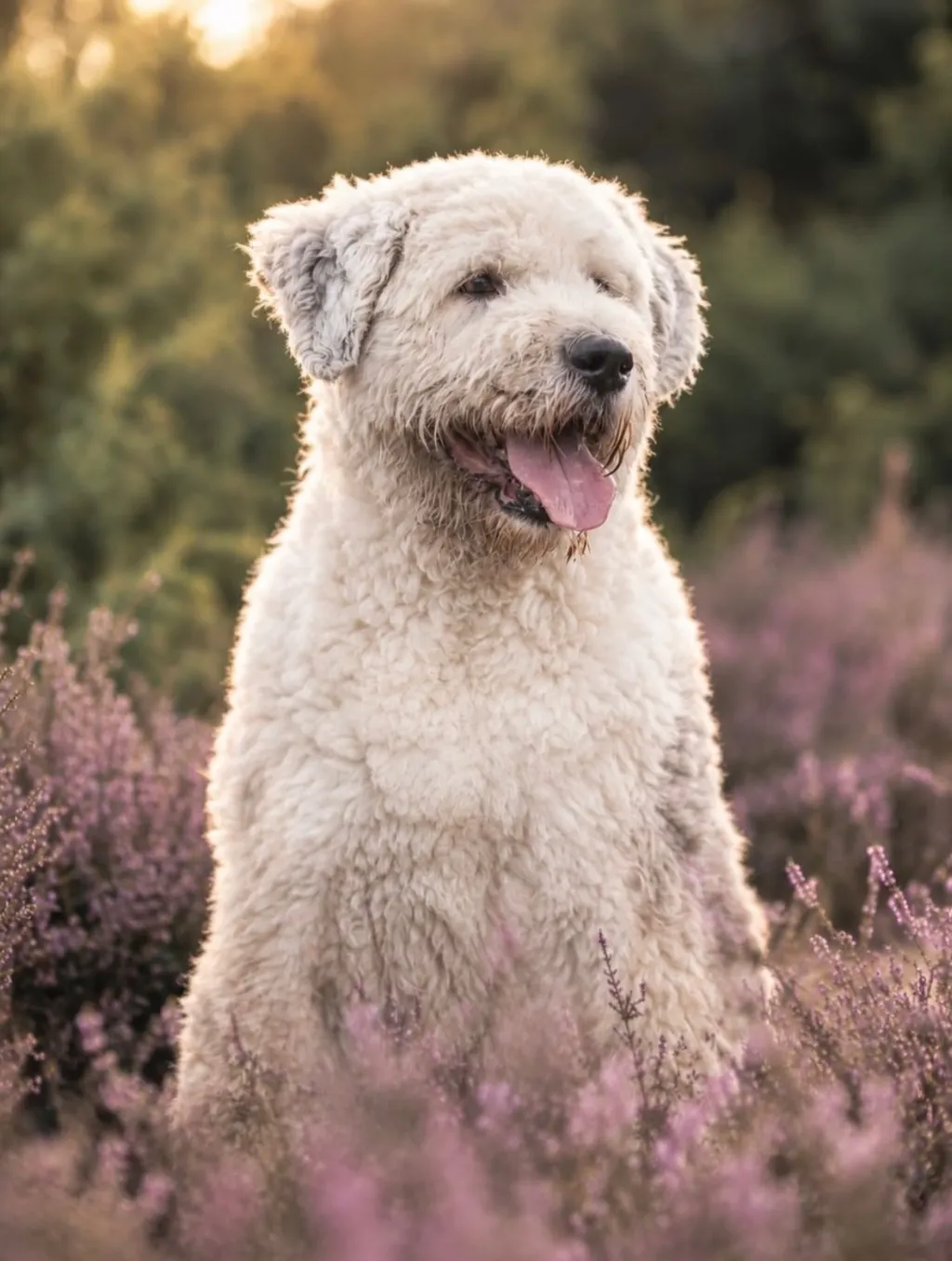 Ein Hund draussen im Sommer